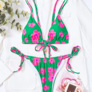 Floral Push-Up Micro Bikini Set 2024 - Sexy Brazilian Thong Swimwear for Beachwear Fun