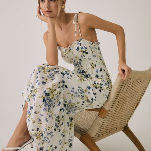 Floral Ruffle Cami Dress - Y2K Aesthetic Long Dress for Cute Summer Outfits