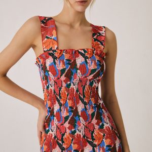 Floral Ruffle Midi Dress in Y2K Style - Perfect for Coquette Aesthetic Outfits