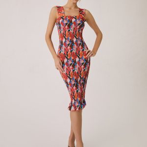 Floral Ruffle Midi Dress in Y2K Style - Perfect for Coquette Aesthetic Outfits