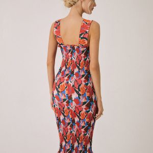 Floral Ruffle Midi Dress in Y2K Style - Perfect for Coquette Aesthetic Outfits