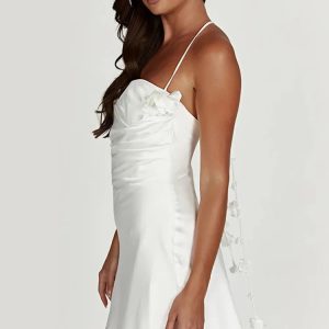 Floral Slim Sleeveless Open Back Dress with Suspenders - Summer Party Aesthetic Vestidos