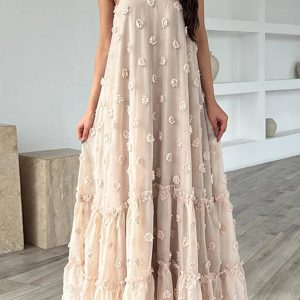 Floral Tiered Maxi Dress with Large Hem - Y2K Aesthetic Boho Style for Effortless Elegance