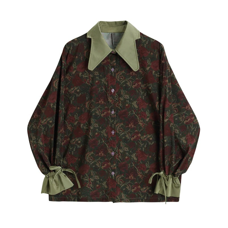 Floral Y2K Aesthetic Large Lapel Shirt - Vintage-Inspired Cute Top for Trendy Outfits