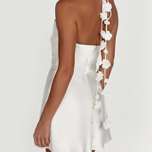 Flower Stripe Backless Halter Dress - Y2K Aesthetic Cute Summer Outfit for Trendy Looks