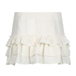 Frankie Y2K Strappy Ruffle Mini Skirt - Cute Coquette Aesthetic for Trendy Outfits