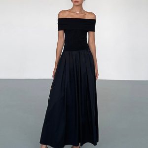 Frenchy Solid Off-Shoulder Maxi Dress - Y2K Aesthetic Fashion for Effortless Style