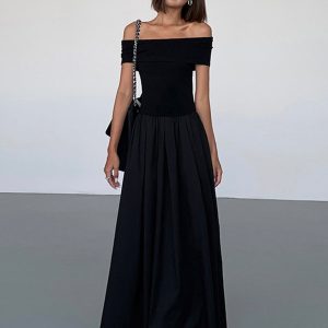 Frenchy Solid Off-Shoulder Maxi Dress - Y2K Aesthetic Fashion for Effortless Style