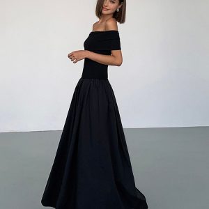 Frenchy Solid Off-Shoulder Maxi Dress - Y2K Aesthetic Fashion for Effortless Style