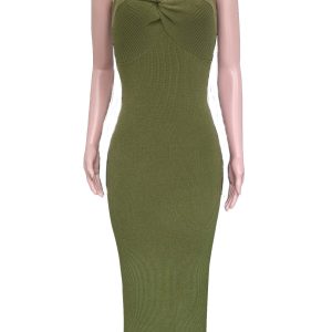 Front Twisted Strapless Knitted Dress - Y2K Aesthetic Cute Dress for Coquette Style Outfits