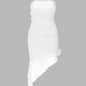 Frost Dynamic Ruffled Tube Dress - Y2K Aesthetic Fashion for Trendy Outfits