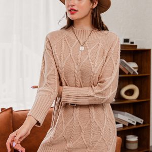 Geometric Pattern Sweater Dress - Y2K Aesthetic Cute Dress for Cozy Fall Outfits