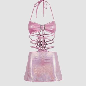 Glitter Blush Y2K Dress - Cute Coquette Aesthetic for Stylish Outfits