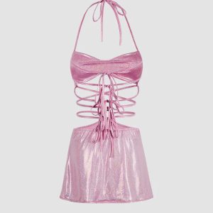 Glitter Blush Y2K Dress - Cute Coquette Aesthetic for Stylish Outfits