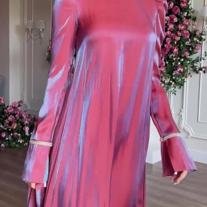 Glitter Glazed Satin Puff Sleeve Midi Dress - Y2K Aesthetic Party Dress for Chic Looks