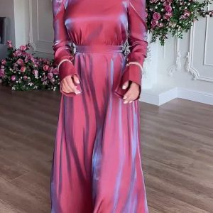 Glitter Glazed Satin Puff Sleeve Midi Dress - Y2K Aesthetic Party Dress for Chic Looks