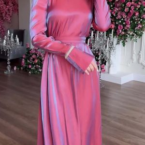 Glitter Glazed Satin Puff Sleeve Midi Dress - Y2K Aesthetic Party Dress for Chic Looks