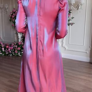 Glitter Glazed Satin Puff Sleeve Midi Dress - Y2K Aesthetic Party Dress for Chic Looks