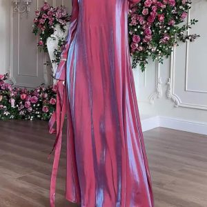 Glitter Glazed Satin Puff Sleeve Midi Dress - Y2K Aesthetic Party Dress for Chic Looks