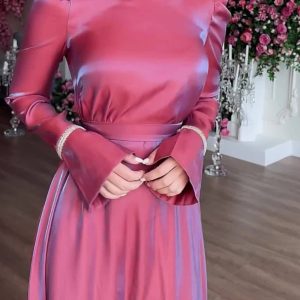 Glitter Glazed Satin Puff Sleeve Midi Dress - Y2K Aesthetic Party Dress for Chic Looks