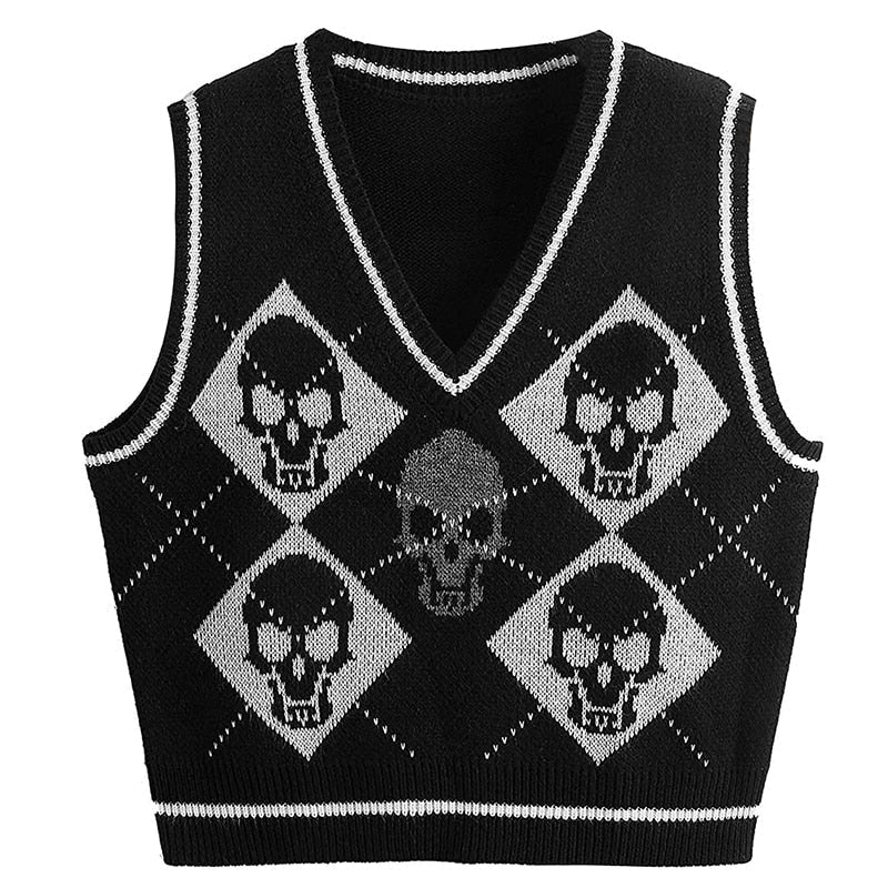 Gothic E-girl Knit Sweater: Y2K Fashion Essential for Grunge Aesthetic Outfits