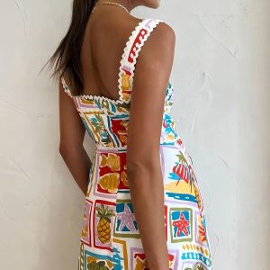 Graffiti Print Sleeveless Maxi Dress - Y2K Aesthetic Fashion for Trendy Outfits