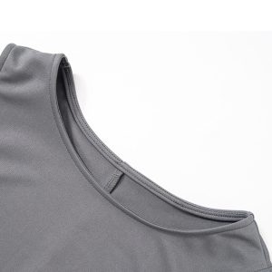 Grey Crew Neck Y2K Aesthetic Pack Hip Tank Dress for Trendy Casual Outfits