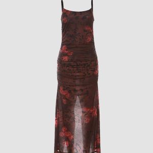 Grim Leopard Y2K Maxi Dress - Edgy Grunge Aesthetic with Chic Coquette Style