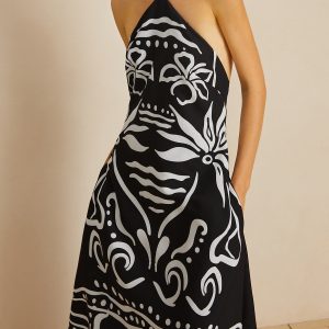 Halter Backless Long Dress in Y2K Style - Perfect for Coquette Aesthetic and Grunge Outfits