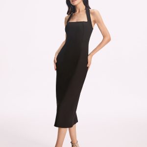 Halter Backless Split Dress - Y2K Aesthetic Fashion for Trendy Coquette Style