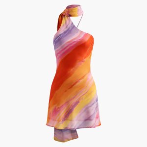 Halter Backless Tie Dye Dress - Y2K Aesthetic Cute Summer Outfit for Trendy Looks