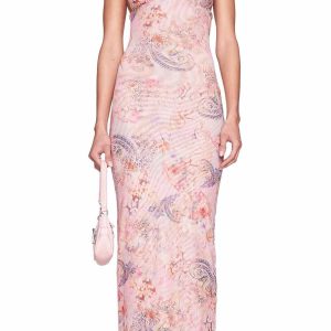 Halterneck Backless Midi Dress with Butterfly Print - Y2K Aesthetic Fashion Essential