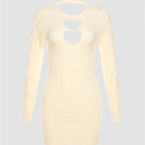 Heart Hollow Twist Sweater Dress - Y2K Aesthetic Mini Dress for Cozy Chic Style