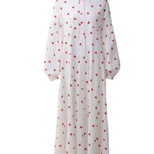 Heart Print Balloon Sleeve Swing Dress - Y2K Aesthetic Cute Dress for Stylish Outfits