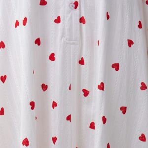 Heart Print Puff Sleeve Cotton Dress - Y2K Aesthetic Cute Dress for Coquette Style