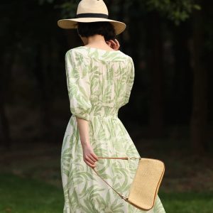 Heydress Green Y2K Aesthetic Vacation Print Dress for Trendy Summer Outfits