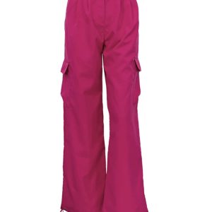 High Waist Casual Wide Leg Cargo Pants - Y2K Pink Harajuku Streetwear Trousers for Fall