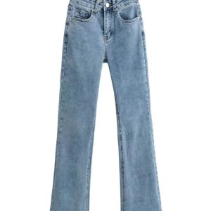 High Waist Flare Jeans for Women - Y2K Streetwear Denim Trousers, Trendy Autumn Bottoms