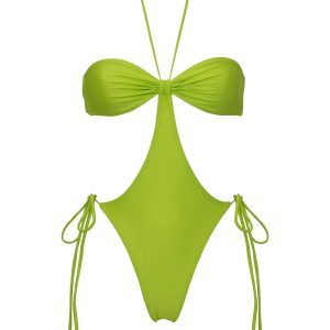 High Waist Monokini Swimsuit for Women - Y2K Halter Bandage Beachwear Biquini