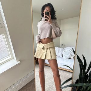 High Waist Y2K Pleated Mini Skirt - Black A-Line Streetwear for Trendy Summer Outfits