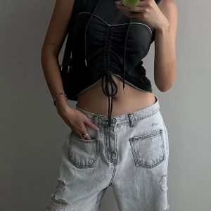 High Waisted Ripped Baggy Jeans for Women - Y2K Casual Streetwear Denim Pants 2023