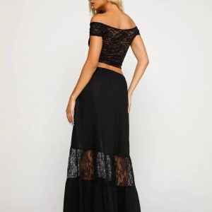 Holli Lace Maxi Skirt - Y2K Aesthetic Layered Skirt for Coquette and Grunge Styles