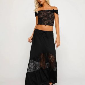 Holli Lace Maxi Skirt - Y2K Aesthetic Layered Skirt for Coquette and Grunge Styles