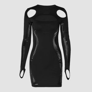 Hollow Cut Out Y2K Aesthetic Sexy Mini Dress for Trendy Coquette Style