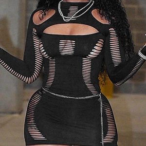 Hollow Cut Out Y2K Aesthetic Sexy Mini Dress for Trendy Coquette Style