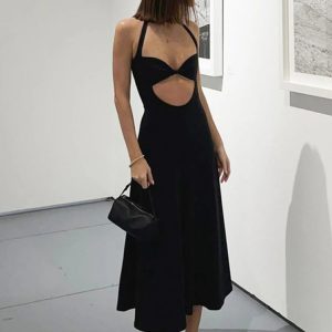 Hollow Out Backless Slim Sundress for Women - 2024 New Sexy Bandage Party Dress