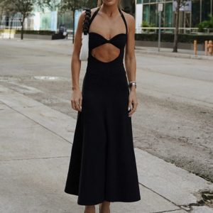 Hollow Out Backless Slim Sundress for Women - 2024 New Sexy Bandage Party Dress