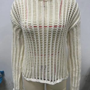 Hollow Out Oversized Knit Pullover Sweater for Women - Sexy Beach Cover-Up 2024