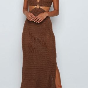 Hollow Out Tie-Back Slit Dress - Y2K Aesthetic Cover-Up for Trendy Summer Outfits