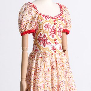 Hollow Waist Slimming Printed Square Neck Dress - Y2K Fashion for Chic Aesthetic Outfits